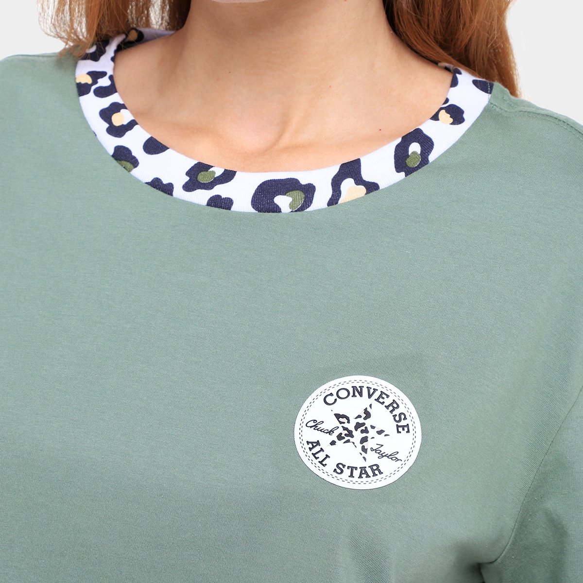 Camiseta Converse Cropped Patch Leopard Feminina - 2