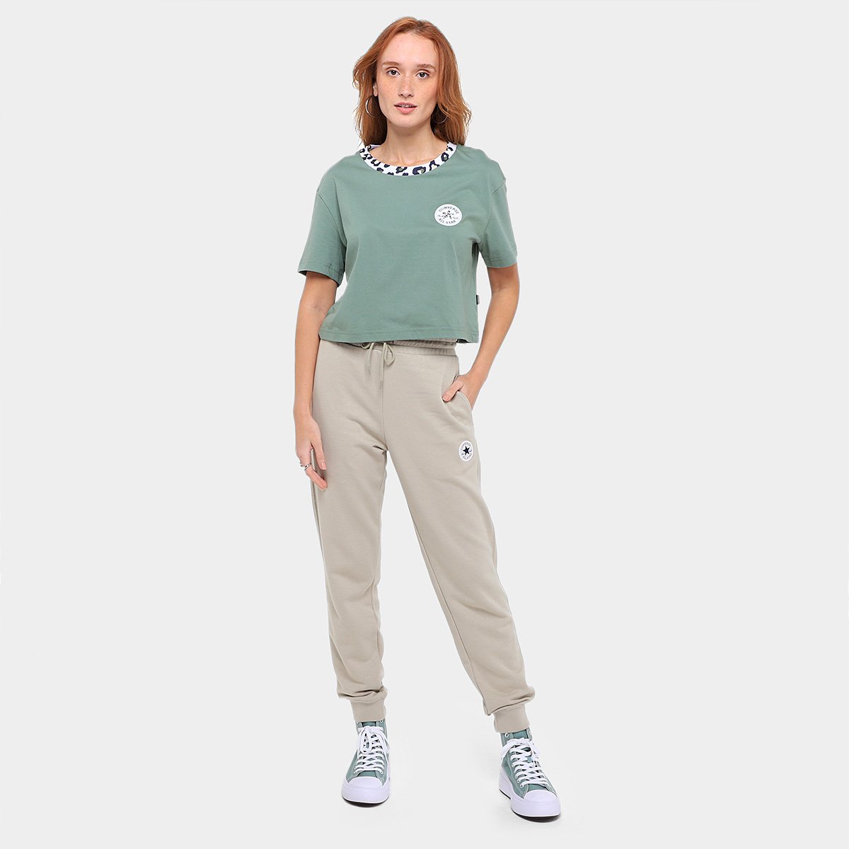 Camiseta Converse Cropped Patch Leopard Feminina - 3
