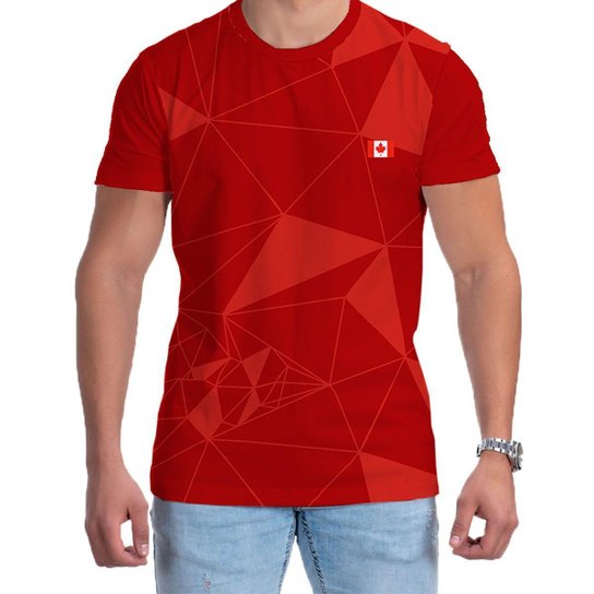 Camiseta Copa Estampada Casual Camisa Canadá Torcida 2022 - Vermelho Menor preço em Camiseta Copa Estampada Casual Camisa Canadá Torcida 2022 - Vermelho