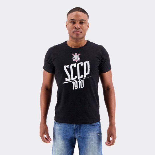 Camiseta Corinthians 1910 Masculina - Preto Menor preço em Camiseta Corinthians 1910 Masculina - Preto