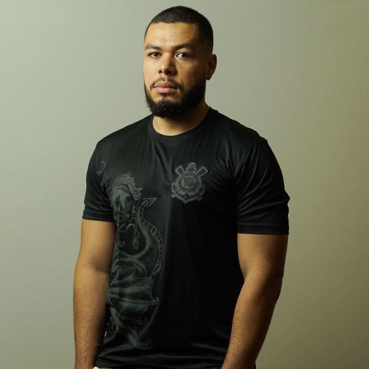 Camiseta Corinthians Coimbra São Jorge Preta Menor preço em Camiseta Corinthians Coimbra São Jorge Preta