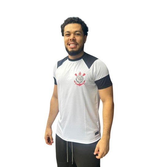 Camiseta Corinthians Fitness Raglan 80562 Branca/Preta