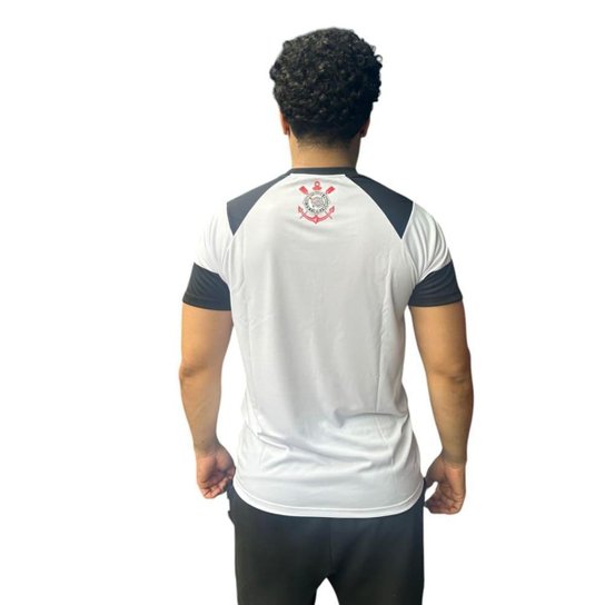 Camiseta Corinthians Fitness Raglan 80562 Branca/Preta
