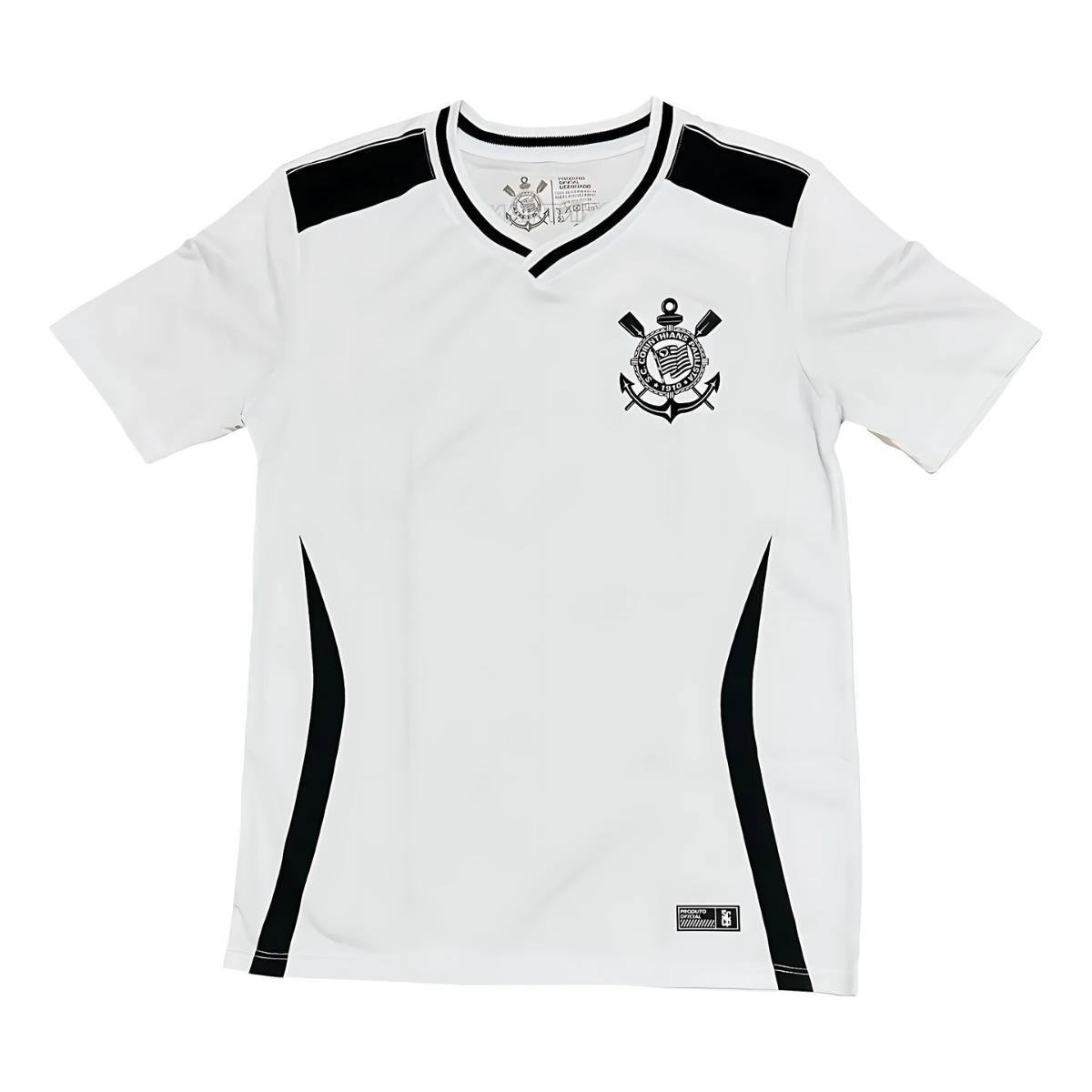 Camiseta Corinthians Masculina Gola V Dry Branca Licienciado