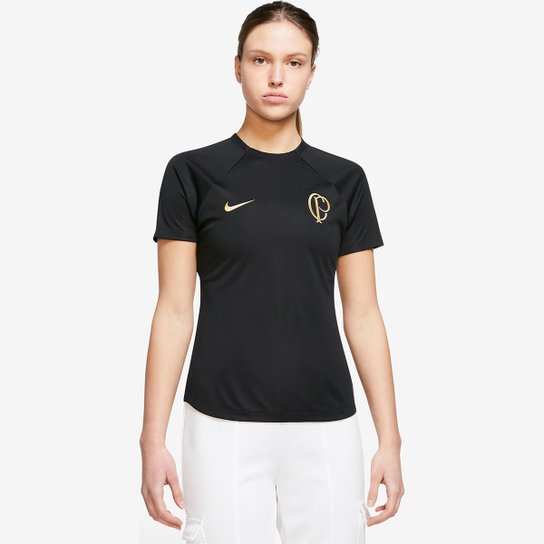 Camiseta Corinthians Nike Treino 23/24 Academy Pro Feminina - Preto+Dourado Menor preço em Camiseta Corinthians Nike Treino 23/24 Academy Pro Feminina - Preto+Dourado