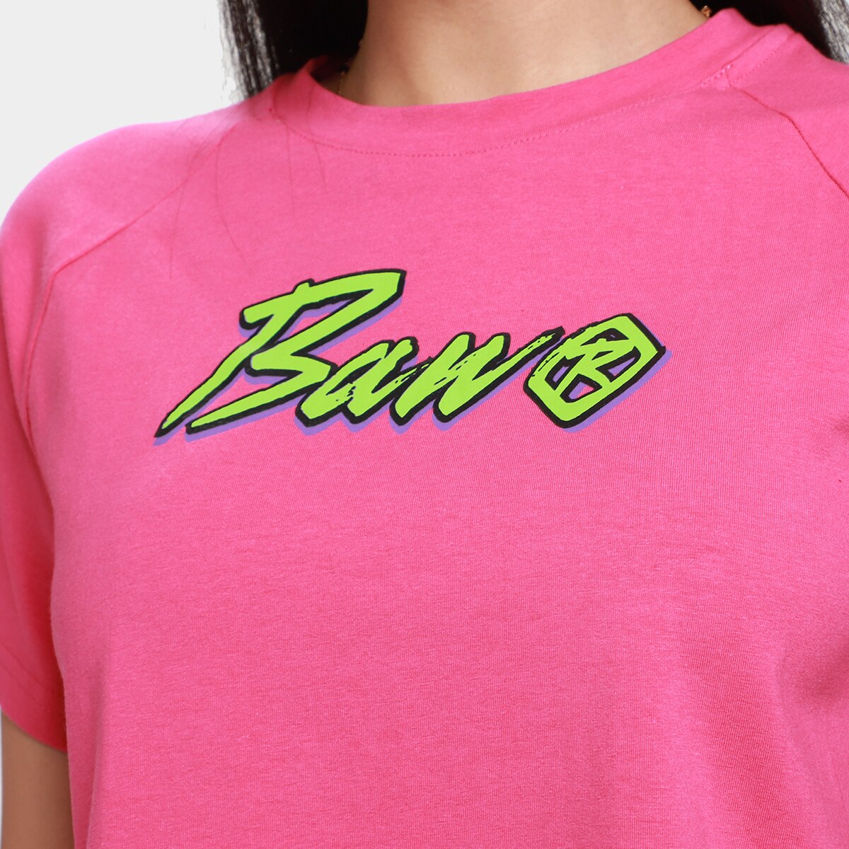Camiseta Cropped Baw Clothing Raglan Italic Feminina - 2
