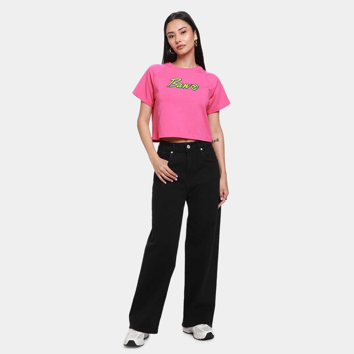 Camiseta Cropped Baw Clothing Raglan Italic Feminina - 3