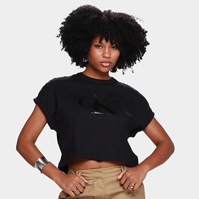 Camiseta Cropped Calvin Klein Casual Feminina - Feminino