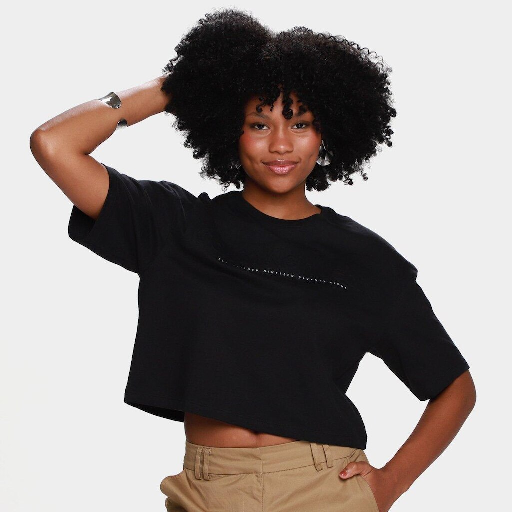 Camiseta Cropped Calvin Klein Embossed Feminina