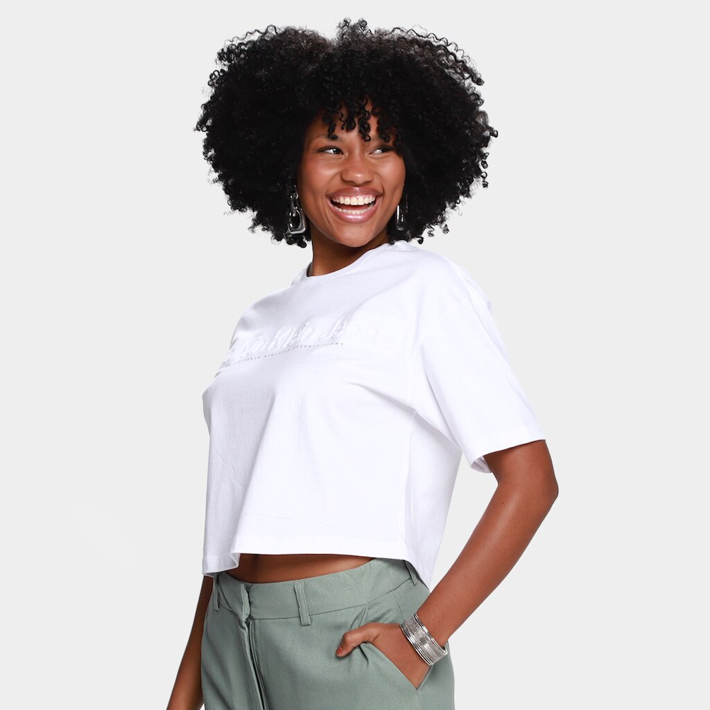 Camiseta Cropped Calvin Klein Embossed Feminina