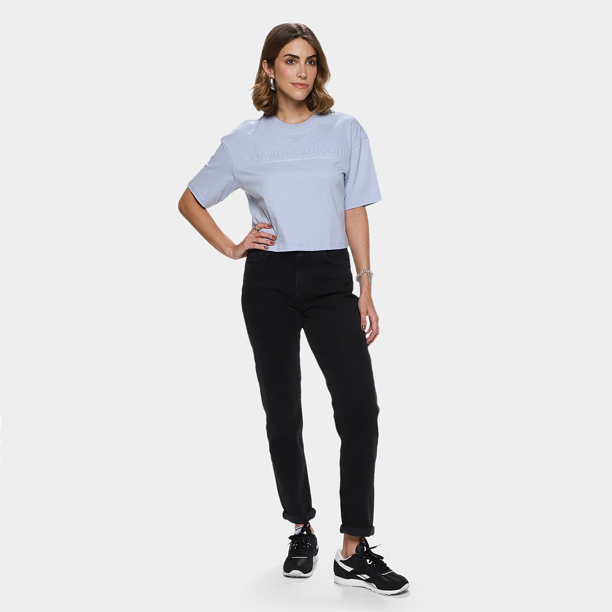 Camiseta Cropped Calvin Klein Embossed Feminina - 3