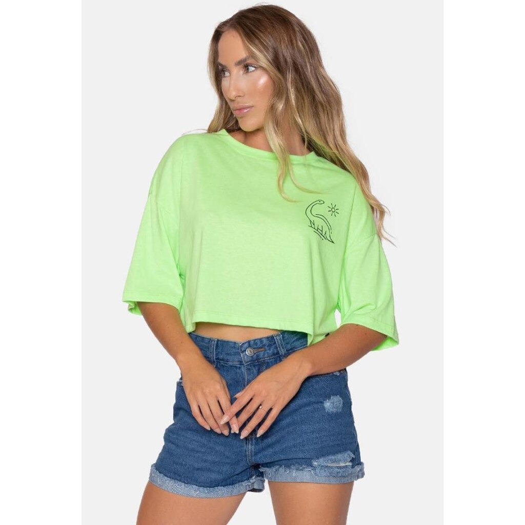 Camiseta Cropped de Algodão