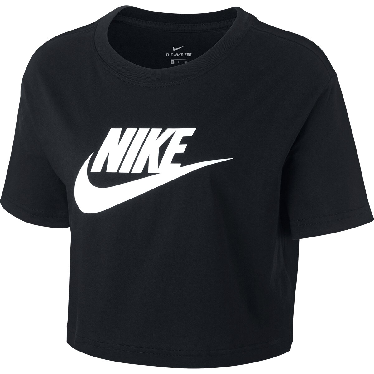 Camiseta Cropped Nike Sportswear Essential Cr Feminina Preto Branco
