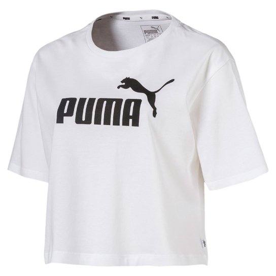 Camiseta Cropped Puma Ess+ Logo Feminina - Branco Menor preço em Camiseta Cropped Puma Ess+ Logo Feminina - Branco