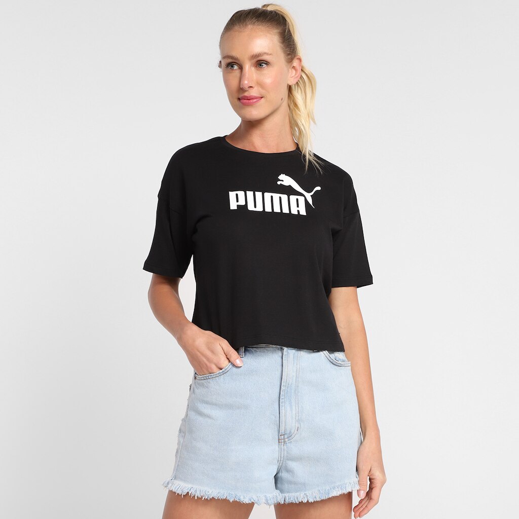 Camiseta Cropped Puma Essentials Logo Feminina