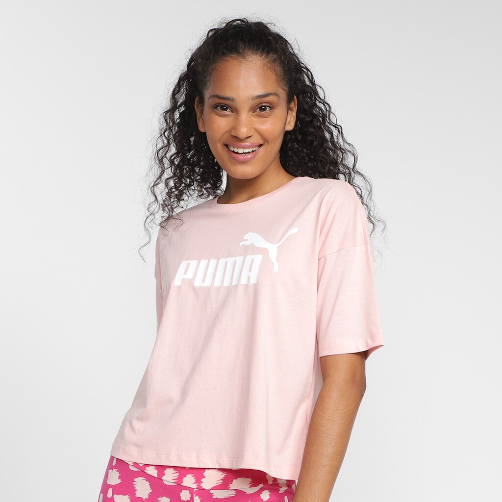 Camiseta Cropped Puma Essentials Logo Feminina