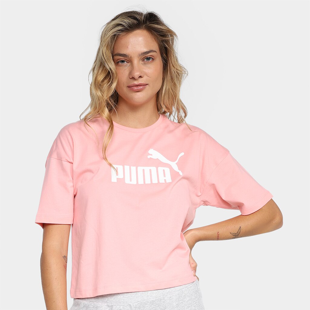 Camiseta Cropped Puma Essentials Logo Feminina