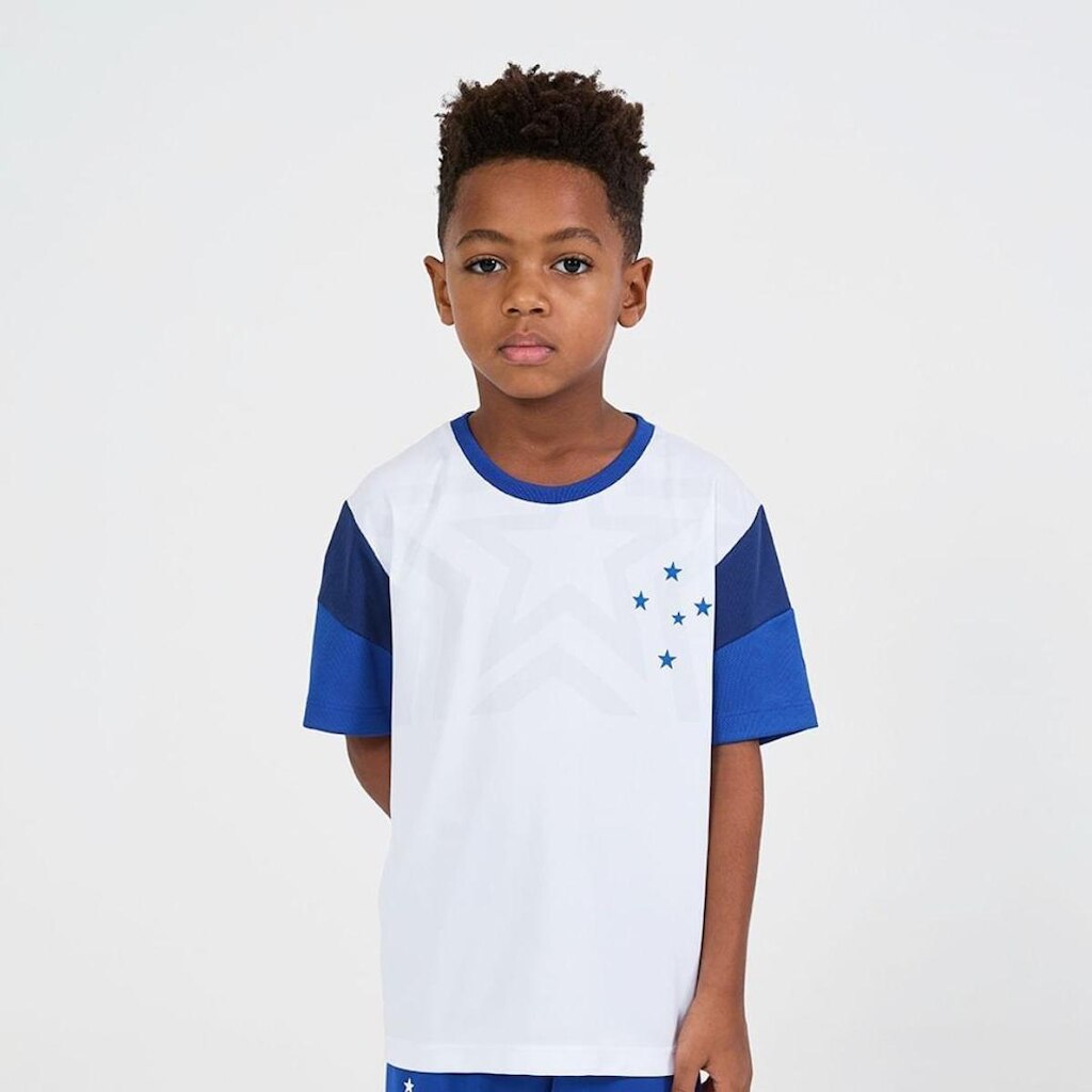 CAMISETA CRUZEIRO BRILHAR INFANTIL BRANCO/AZUL 06
