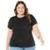 Camiseta de Algodão Plus Size Feminina - Preto