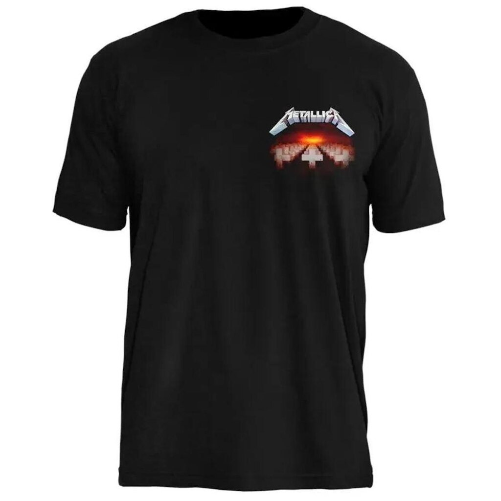 Camiseta de Banda Metallica em Algodão Gola Redonda Manga Curta