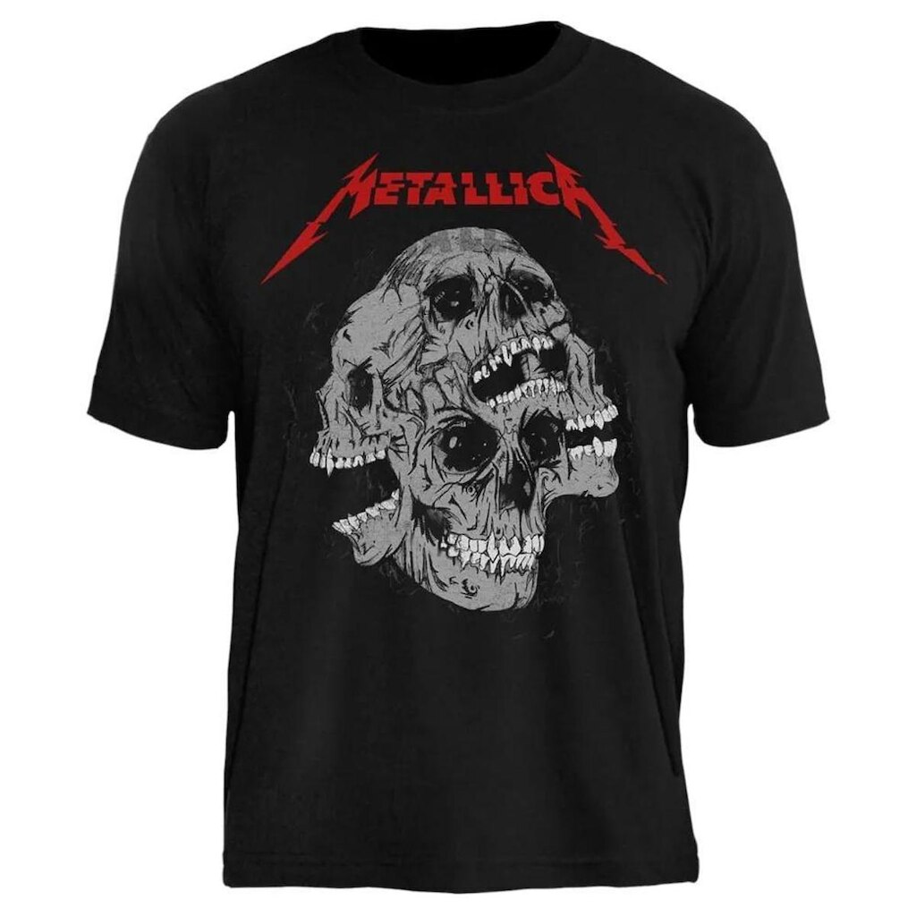 Camiseta de Banda Metallica em Algodão Manga Curta