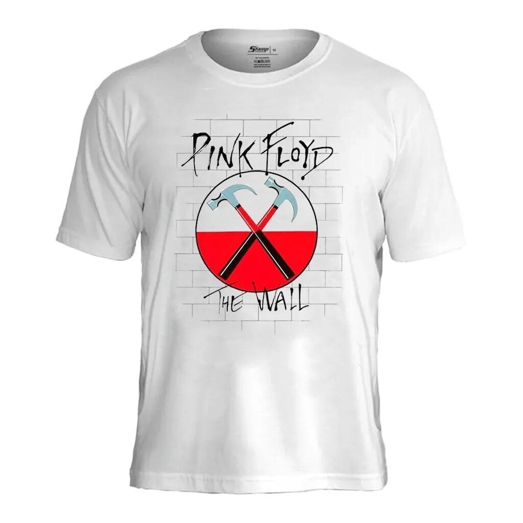 Camiseta de Banda pink Floyd em Algodão Manga Curta Gola Redonda