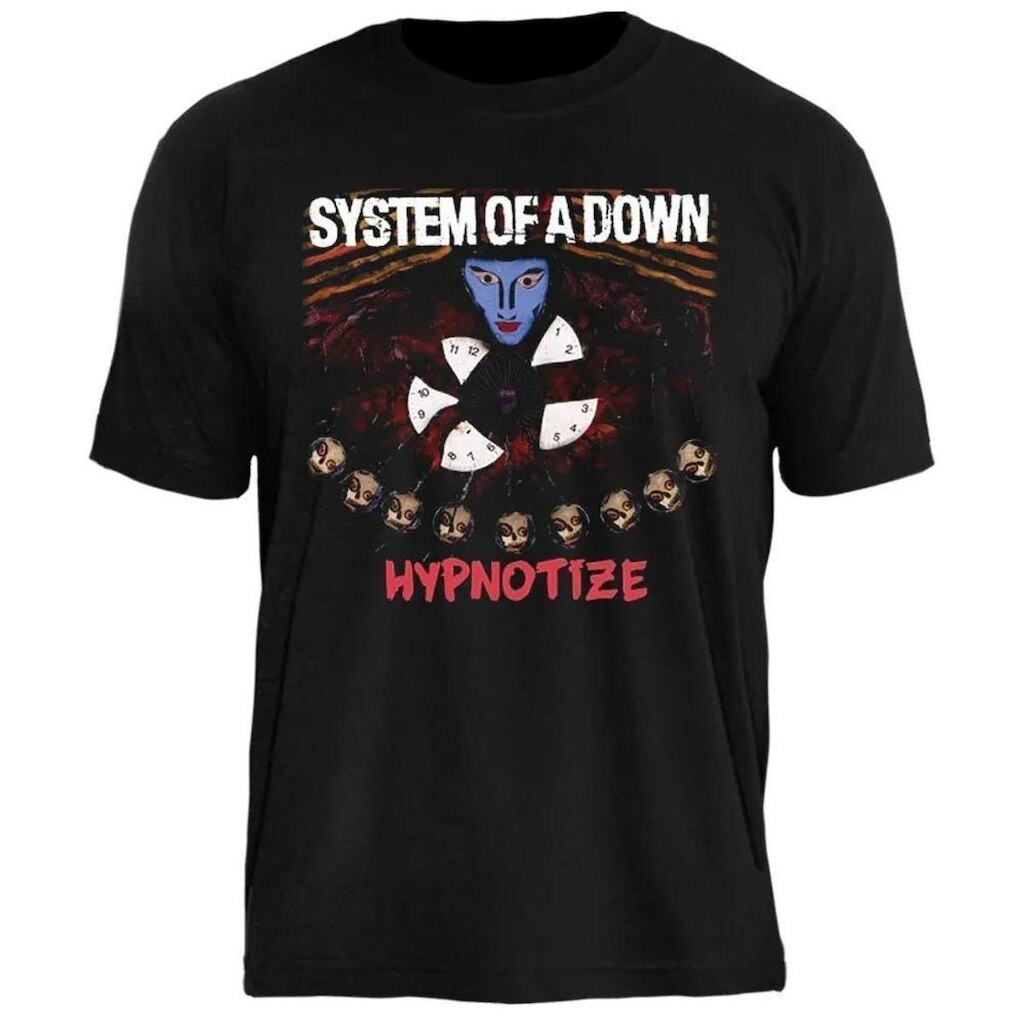 Camiseta de Banda System Of A Down em Algodão Manga Curta Gola Redonda