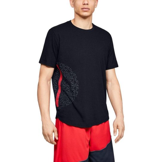 Camiseta de Basquete Manga Curta Masculina Under Armour Baseline Flip Side - Preto Menor preço em Camiseta de Basquete Manga Curta Masculina Under Armour Baseline Flip Side - Preto