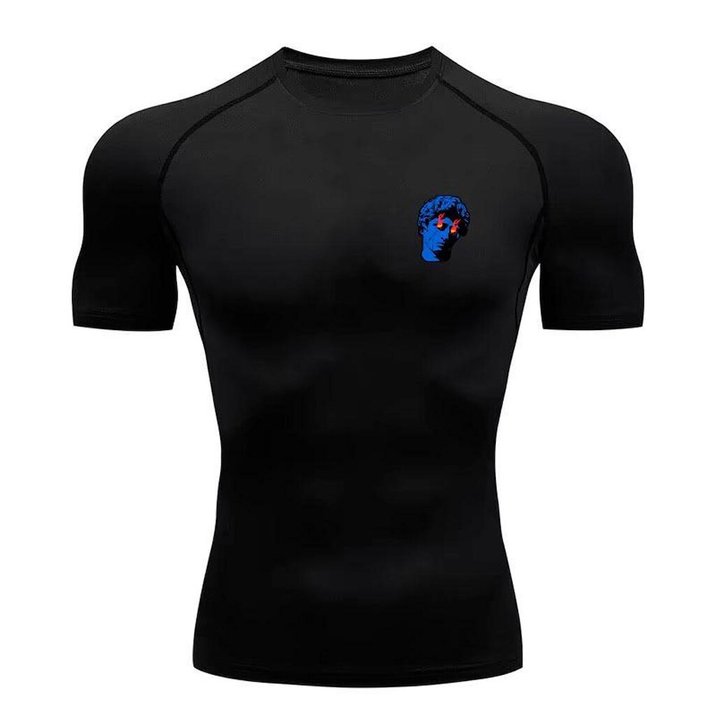 Camiseta De Compressão‎ Gym Fire In The Eyes Statue Abstract