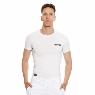 Camiseta de compressão térmica Manga Curta United Proteção Solar UV 50+ - Branco - G