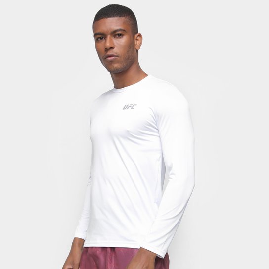 Camiseta de Compressão UFC Manga Longa Masculina - Branco Menor preço em Camiseta de Compressão UFC Manga Longa Masculina - Branco
