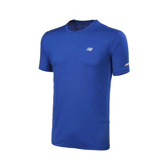 Camiseta de Manga Curta New Balance Refletivos Performance | Masculino - Azul Menor preço em Camiseta de Manga Curta New Balance Refletivos Performance | Masculino - Azul