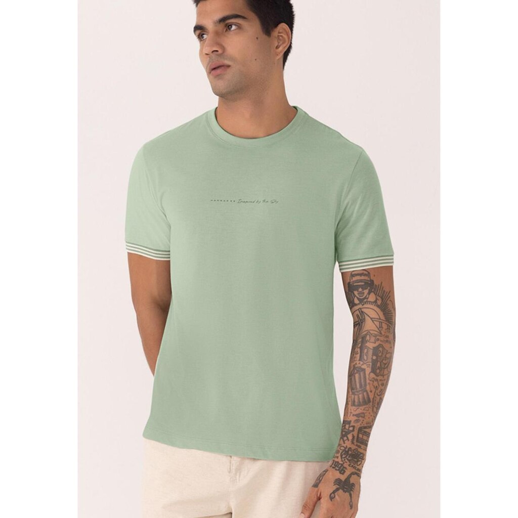 Camiseta De Mangas Curtas Com Retilínea Em Malha Mesclada