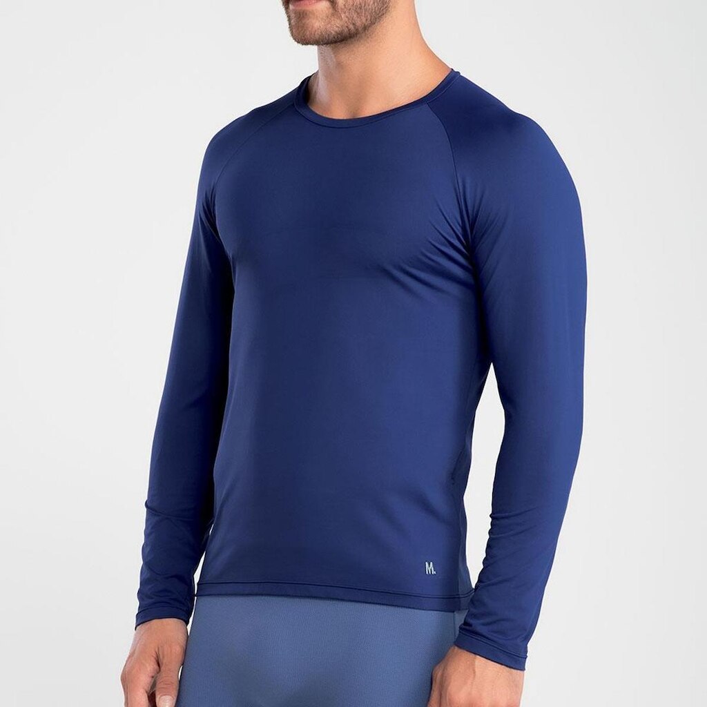 Camiseta De Microfibra Uv Manga Longa Masculina