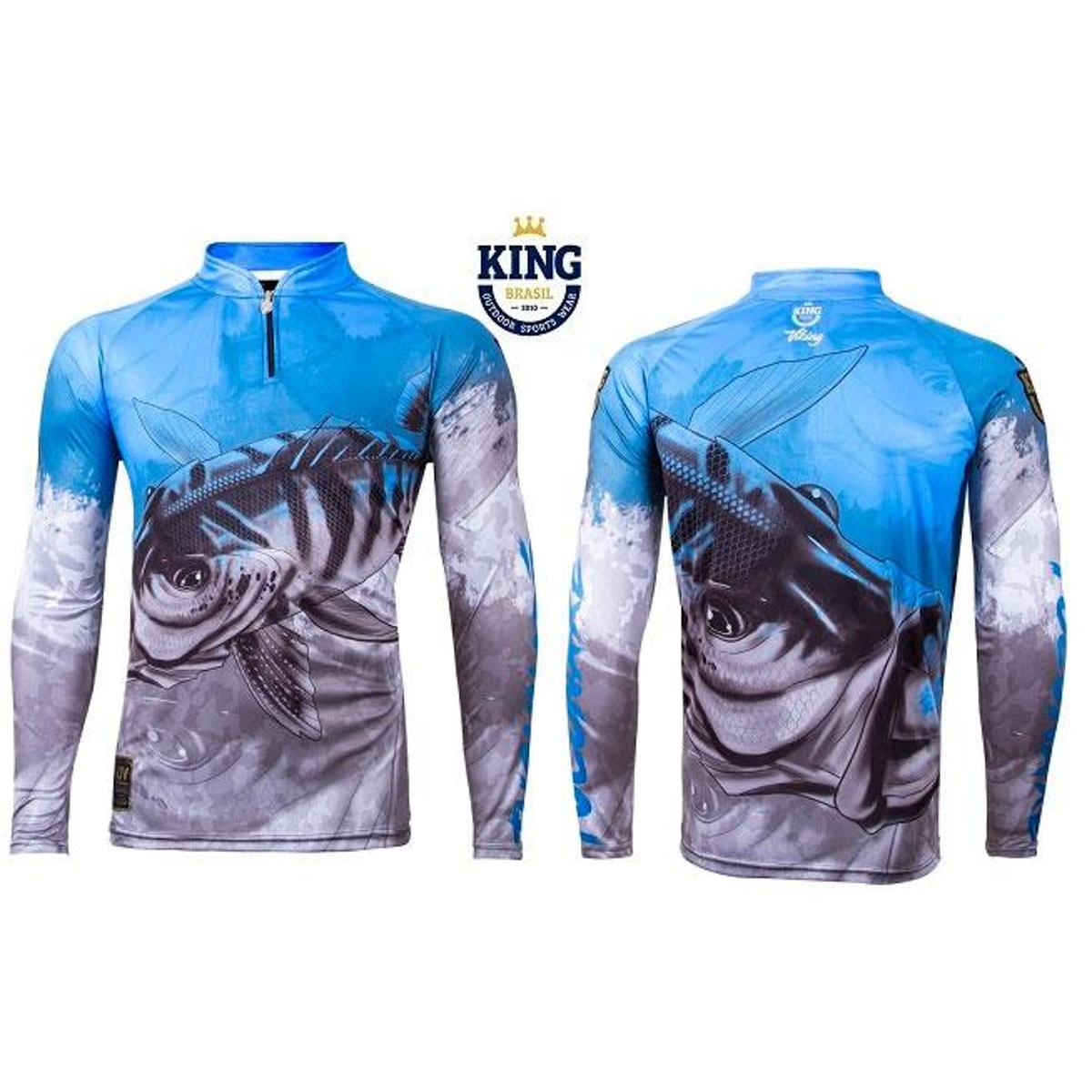 camisa de pesca azul