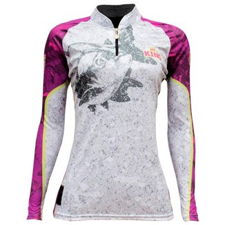 Camiseta De Pesca Sublimada King Brasil Manga Longa Feminina