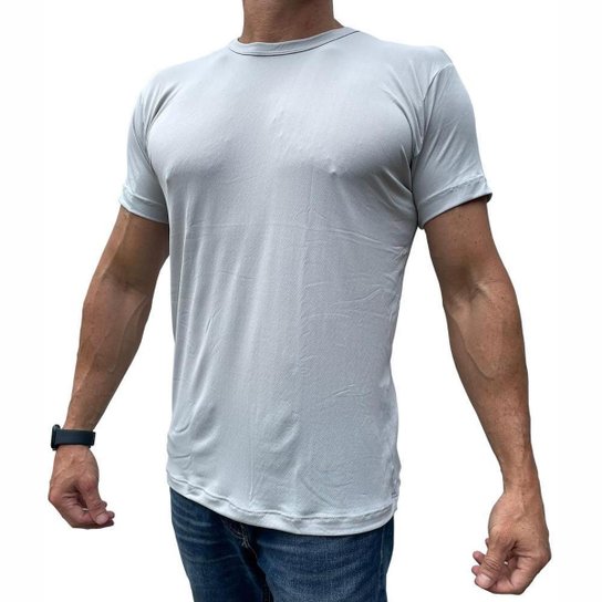 Camiseta De Treino 100% Crepe Poliamida Cinza Claro Masculina Feminina Corrida Caminhada - Cinza Menor preço em Camiseta De Treino 100% Crepe Poliamida Cinza Claro Masculina Feminina Corrida Caminhada - Cinza