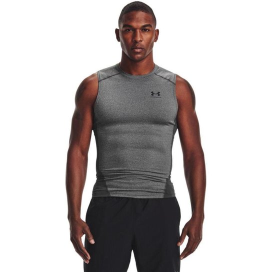 Camiseta de Treino Compressão Under Armour HG Armour SL - Chumbo+Preto Menor preço em Camiseta de Treino Compressão Under Armour HG Armour SL - Chumbo+Preto