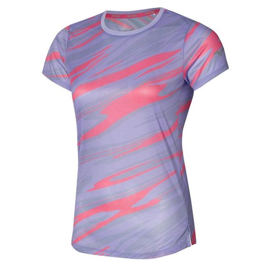 Camiseta de Treino Feminina Mizuno Dryaeroflow Graphic Tee - Roxo Menor preço em Camiseta de Treino Feminina Mizuno Dryaeroflow Graphic Tee - Roxo