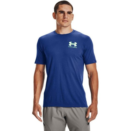 Camiseta de Treino Masculina Under Armour Abc Camo Fill Wordmark SS - Azul Menor preço em Camiseta de Treino Masculina Under Armour Abc Camo Fill Wordmark SS - Azul