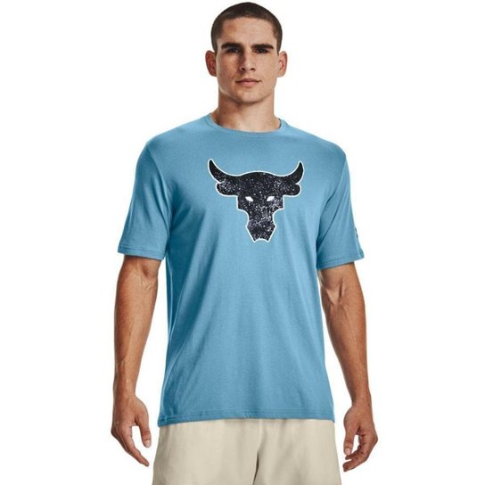 Camiseta de Treino Masculina Under Armour Project Rock Brahma Bull SS - Azul Menor preço em Camiseta de Treino Masculina Under Armour Project Rock Brahma Bull SS - Azul