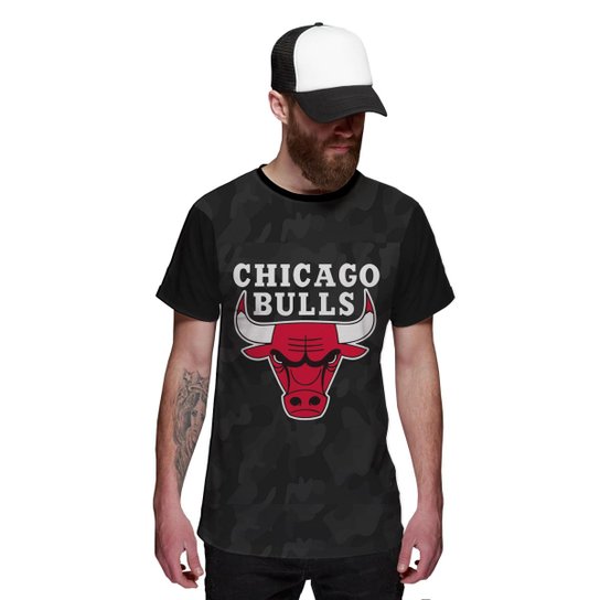 Camiseta Di Nuevo Chicago Bulls Masculina - Preto Menor preço em Camiseta Di Nuevo Chicago Bulls Masculina - Preto