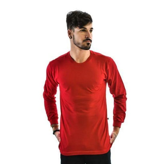 Camiseta Di Nuevo Manga Longa Masculina - Vermelho Menor preço em Camiseta Di Nuevo Manga Longa Masculina - Vermelho