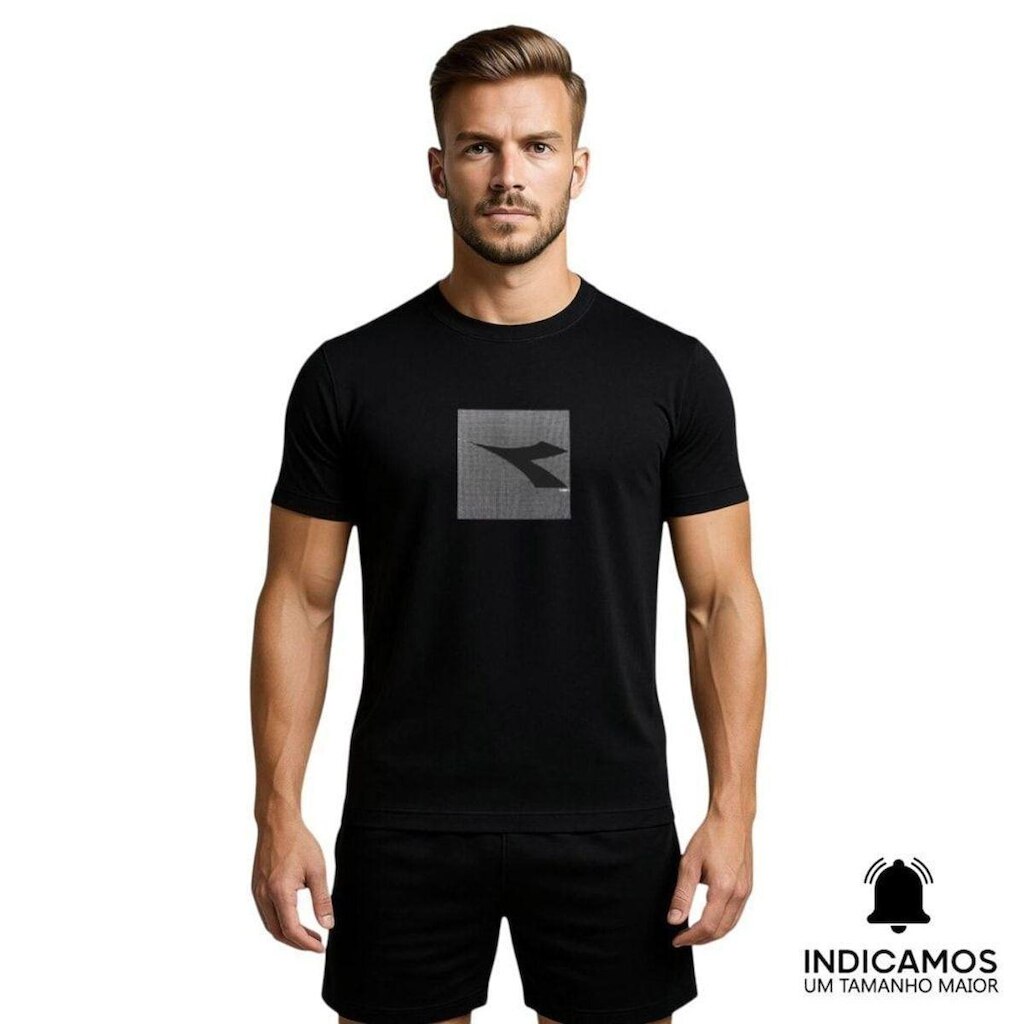 Camiseta Diadora Big Logo Geométrico Masculina - Preto M