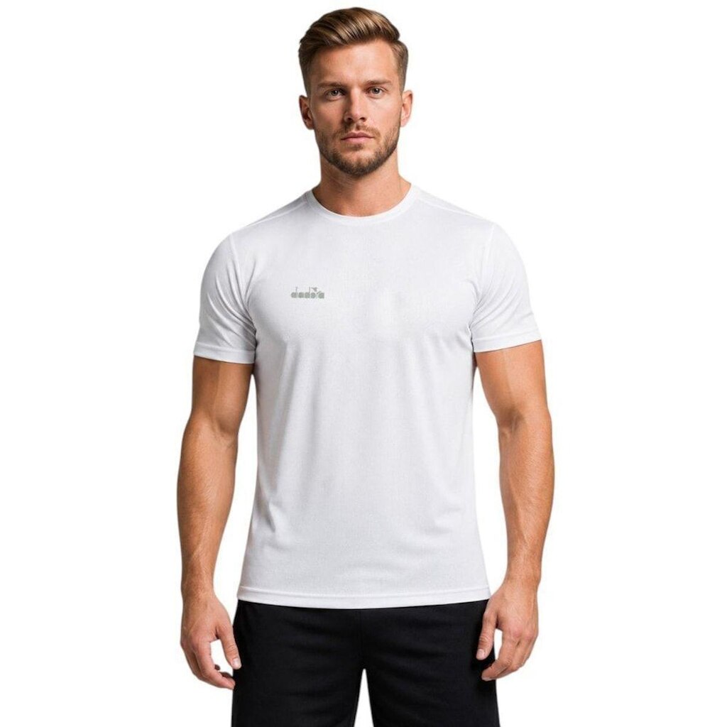 Camiseta Diadora Small Logo Linear Masculina - Branco G