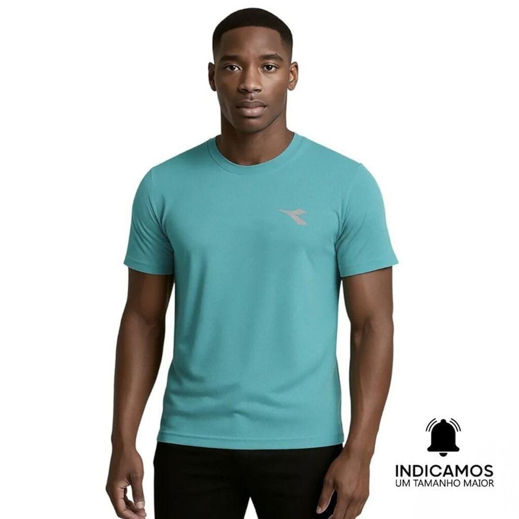 Camiseta Diadora Small Logo Masculina - Azul Turquesa P