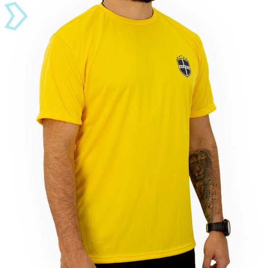 Camiseta do Brasil Pro Premium Seleção Copa 2022 Qatar Blusa Camisa Masculina Amarela Torcedor - Amarelo Menor preço em Camiseta do Brasil Pro Premium Seleção Copa 2022 Qatar Blusa Camisa Masculina Amarela Torcedor - Amarelo