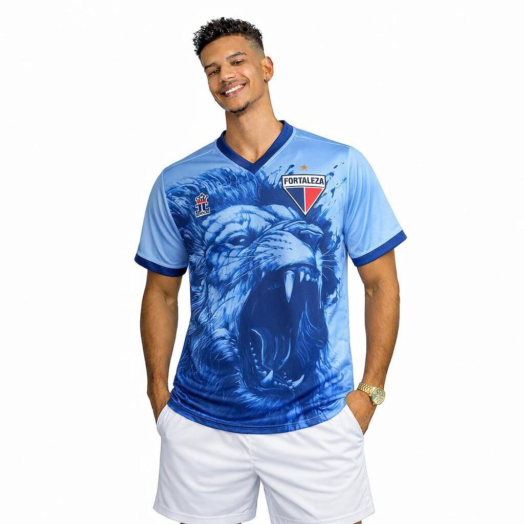 Camiseta do Fortaleza Leão Feroz  Celeste Oficial