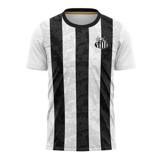 Camiseta do Santos Futebol Clube Trix Listrada Adulto Nova Branco