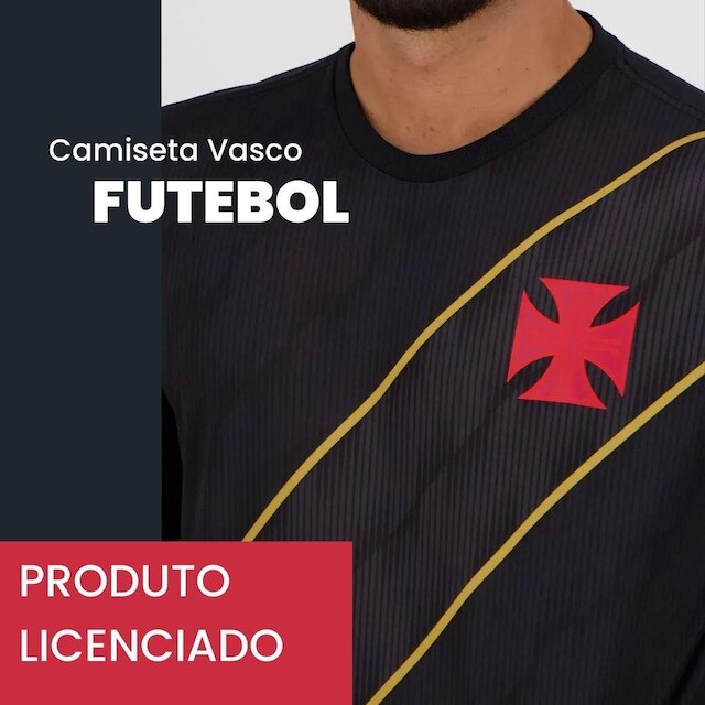 Camiseta Do Vasco da Gama Masculina Adulto Preta Torcedor FC